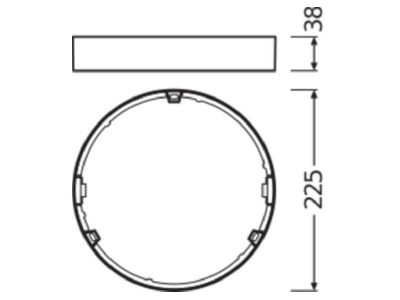 Dimensional drawing LEDVANCE DL SLIMFRAME DN210WT Installation frame for luminaires