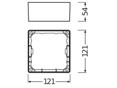 Dimensional drawing LEDVANCE DL SLIMFRAM SQ105WT Installation frame for luminaires DL SLIMFRAME SQ105WT
