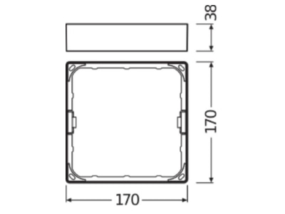 Dimensional drawing LEDVANCE DL SLIMFRAME SQ155WT Installation frame for luminaires