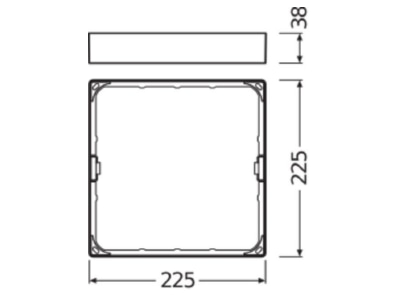 Dimensional drawing LEDVANCE DL SLIMFRAME SQ210WT Installation frame for luminaires