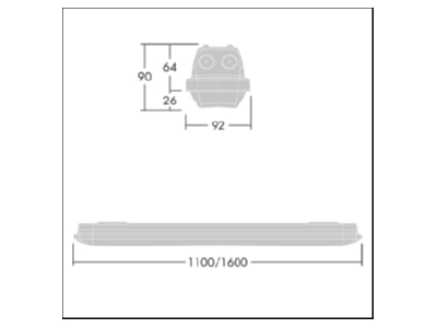 Ma�zeichnung Zumtobel AQF S LED  96636065 LED Feuchtraumleuchte 840 AQF S LED 96636065