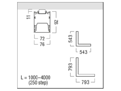 Dimensional drawing Zumtobel SLN2 C CL MSC L545SR Accessory for luminaires