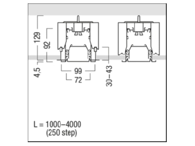 Dimensional drawing Zumtobel SLN2 C MRT L3000 BK Accessory for luminaires