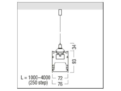 Ma�zeichnung Zumtobel SLN2 C MSP  42946279 Kanal fuer LED Lichtlinie 840  weiss SLN2 C MSP 42946279