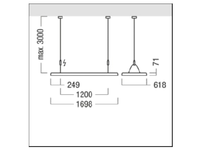 Mazeichnung Zumtobel TRAMAO  42947342 LED Pendelleuchte 940 TRAMAO 42947342
