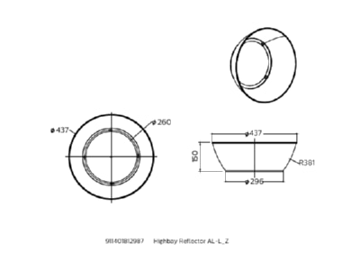 Dimensional drawing Philips Licht Highbay Re  75379299 Accessory for luminaires Highbay Re 75379299