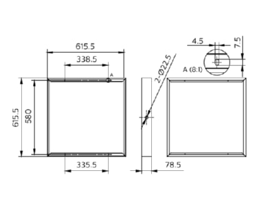 Dimensional drawing Philips Licht RC159Z SMB  75214699 Surface mounted housing for luminaires RC159Z SMB 75214699