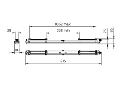 Ma�zeichnung Philips Licht WT120C G2  75428799 LED Feuchtraumleuchte 4000K WT120C G2 75428799