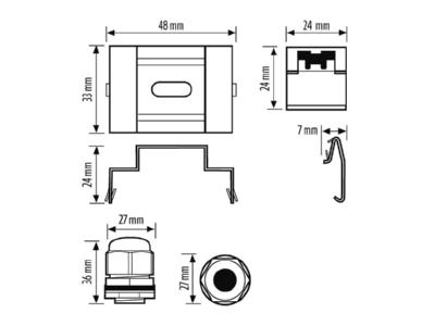 Dimensional drawing ESYLUX OLIVIA 2  EO10310560 Mounting kit for luminaires OLIVIA 2 EO10310560