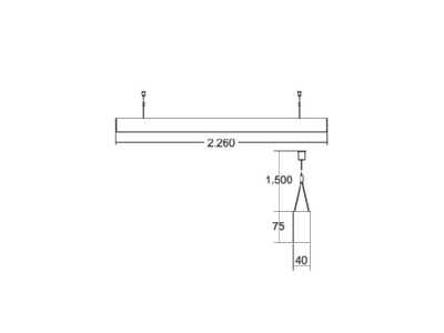 Ma�zeichnung Brumberg 7415142032 Pendel Profilleuchte 2260 x 75 x 40mm