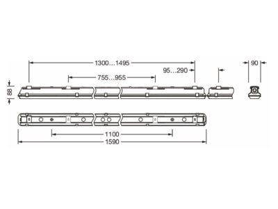 Ma�zeichnung Siteco 51FB10MP680C Feuchtraumleuchte 6500K