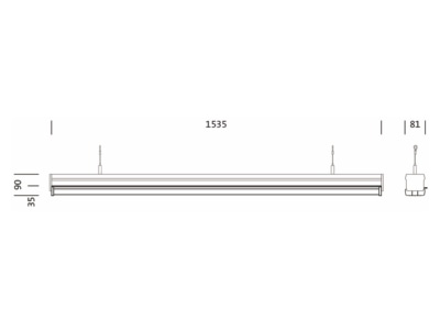 Dimensional drawing Siteco 53BD812MV485C2 Gear tray for light line system
