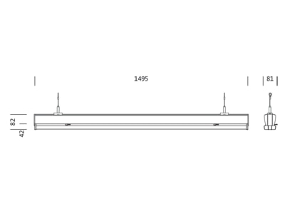 Dimensional drawing Siteco 53BM812CV675C2 Gear tray for light line system