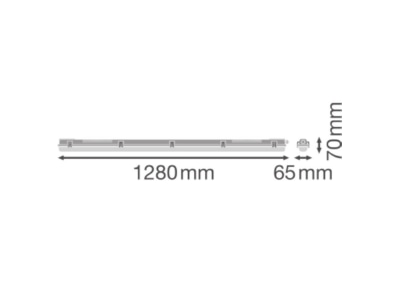 Ma�zeichnung Ledvance DPHO 1200P1XLpMTIP65 Feuchtraumleuchte fuer T8LED 1 2m 1flammig