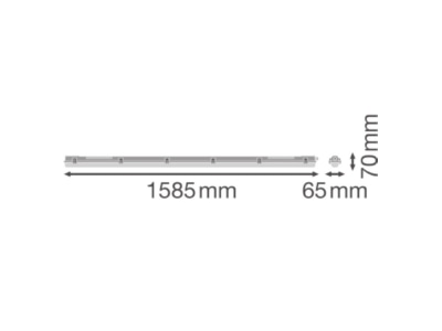 Ma�zeichnung Ledvance DPHO 1500P1XLpMTIP65 Feuchtraumleuchte fuer T8LED 1 5m 1flammig
