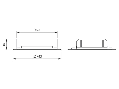 Dimensional drawing Philips Licht ZBP333CFRML360W360WH Mounting kit for luminaires   Ceiling mounting frame 