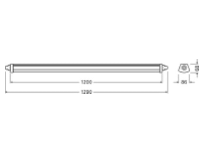 Ma�zeichnung LEDVANCE DPCOM1200234KGRIP66 LED Feuchtraumleuchte 4000K