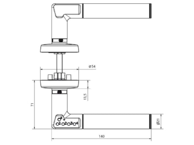 Dimensional drawing Assa Abloy effeff 492 08   11   7 Code Handle Version 8mm  492 08     11    7