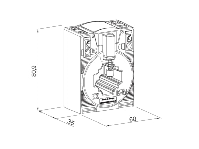 Dimensional drawing 1 WAGO 855 305 150 501 Amperage measuring transformer 150 5A
