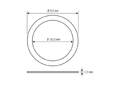 Dimensional drawing ESYLUX ELSA 2 RING 165 Adapter for luminaires IDLELSRING 165
