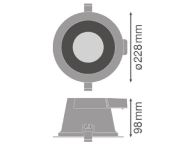 Mazeichnung LEDVANCE DLC DN20520 3CCTIP54 LED Downlight IP54 3000 4000 5700K
