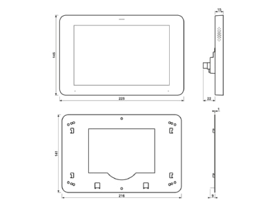Mazeichnung 1 Jung SP 0081 U KNX Smart Panel 203mm 8