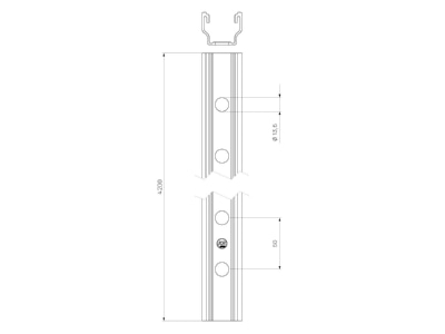 Line drawing K2 Systems 2004698 Solar mounting profile 4200m