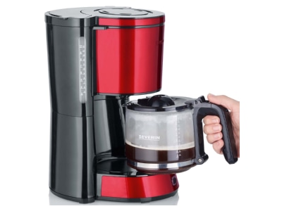 Product image detailed view Severin KA 4817 Fire Red sw Coffee maker with glass jug
