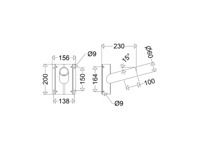 Dimensional drawing Schuch 4871 Supporting bracket for luminaires