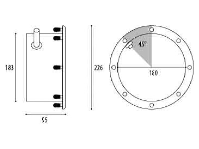 Dimensional drawing Wibre 4 0274 00 00 Installation housing for luminaires