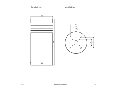 Mazeichnung EVN ELR 210 Pollerleuchte eds 230V E27 15W