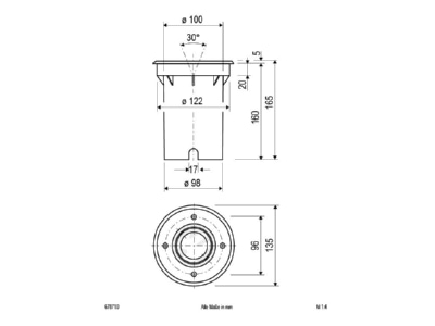 Mazeichnung EVN 678 710 Bodeneinbauleuchte eds 35W GU10