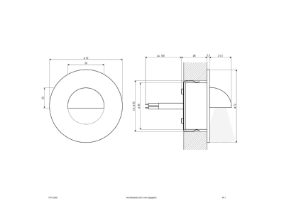 Ma�zeichnung EVN P67122502 eds P LED Wandeinbauleuchte IP65 12VDC 2 5W WW