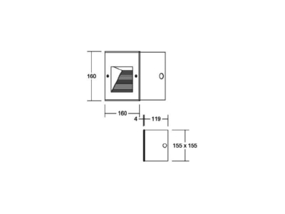 Mazeichnung Brumberg 60208183 LED Wandeinbauleuchte 2W 230V IP65 sw