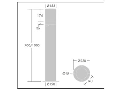 Mazeichnung Zumtobel D CO LED 1  96262098 LED Pollerleuchte 3000K D CO LED 1 96262098