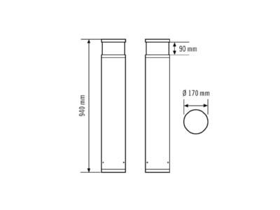 Dimensional drawing ESYLUX ALVABL940 EL10820267 Luminaire bollard LED not exchangeable ALVABL940EL10820267