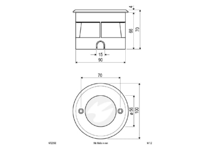 Mazeichnung EVN 6722502 eds LED Bodeneinbauleuchte 3000K 230V IP67