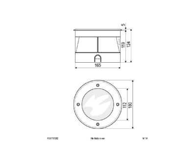 Mazeichnung EVN PC67101202 eds LED Bodeneinbauleuchte 3000K 230V IP67