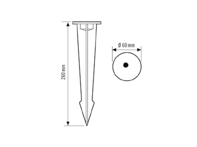 Dimensional drawing ESYLUX FL GROUND SPIKE BK Ground spike for luminaires Ground Spike BK