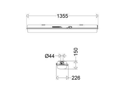 Dimensional drawing Schuch e840 12L85 PM Explosion proof luminaire fixed mounting