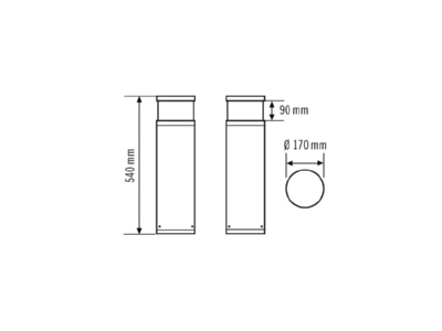 Dimensional drawing ESYLUX ALVABL540 EL10820700 Luminaire bollard LED not exchangeable ALVABL540EL10820700