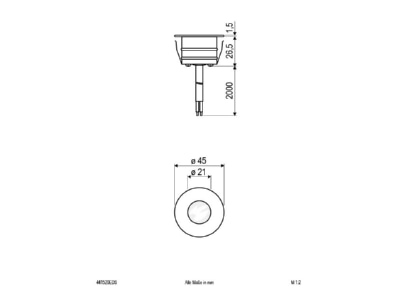 Mazeichnung EVN 441520EDS LED Bodenleuchte IP 650  3000K 36lm