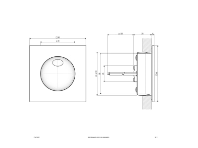 Ma�zeichnung EVN P5415402 P LED Wandeinbauleuchte 3000K  IP54 700mA