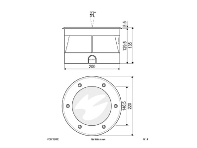 Mazeichnung EVN PC67102402 LED Bodenleuchte IP67  3000K 1465lm