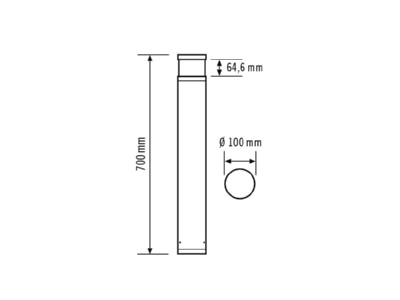 Dimensional drawing 2 ESYLUX ALVABL700 EL10821158 Luminaire bollard 1x6 5W ALVABL700EL10821158