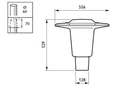 Mazeichnung Philips Licht BDS490 CG2  93920800 LED Mastaufsatzleuchte 3000K BDS490 CG2 93920800