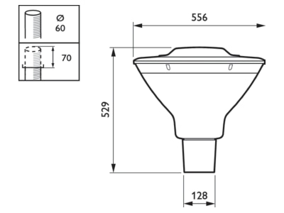 Mazeichnung Philips Licht BDS491 CG2  93921500 LED Mastaufsatzleuchte 4000K BDS491 CG2 93921500