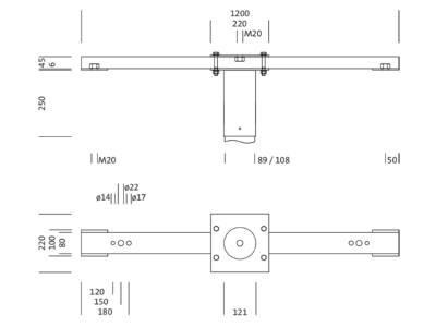 Dimensional drawing Siteco 5NY76902XA31 Accessory for light pole