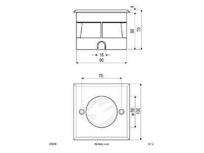 Mazeichnung EVN 6742540 LED Bodeneinbauleuchte 4000K IP67 alu