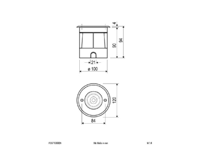 Mazeichnung EVN PC67103002N LED Bodeneinbauleuchte 3000K IP67 alu